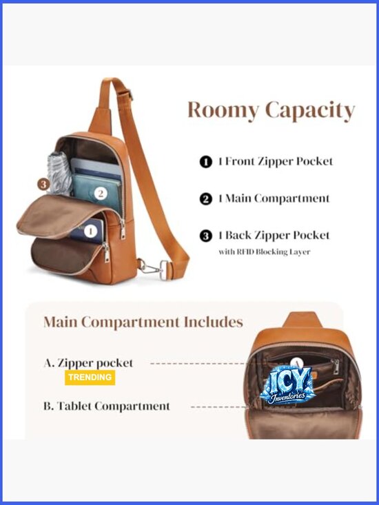 Genuine Leather Sling Bag RFID Blocking Crossbody Backpack Travel Daypack main image 2
